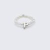 BONBEAU Silver initial water pearl ring