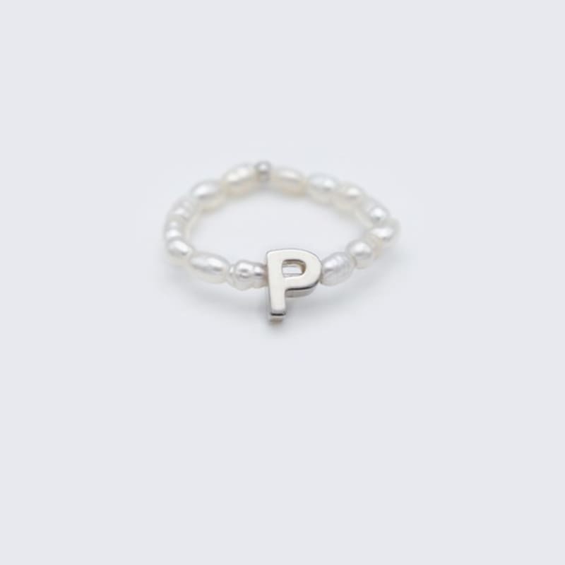 BONBEAU Silver initial water pearl ring