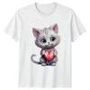 Kitten With Heart Animals Cats Mens T-Shirt Womens Tee Graphic Unisex Top