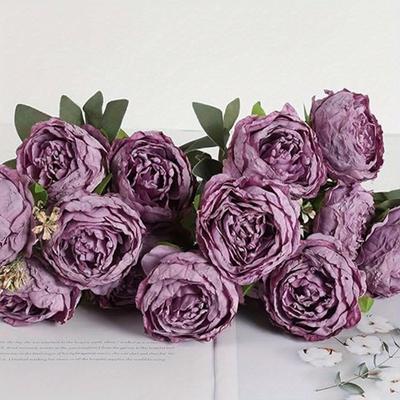 3 Bundles Silk PeoniesVintage Peonies Artificial Flowers Bouquets Fake Peonies Faux Peonies with Stems for Wedding Table Home Decor Bride