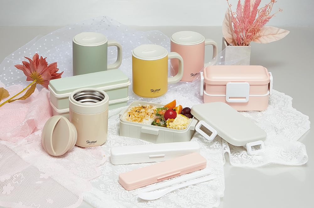Skater Bento Dishwasher Made in Dull Women's Box, 650ml, 4-Point Lock, Antibacterial, Safe, Leak-Resistant, Japan, Gray, YZFL7AG-A