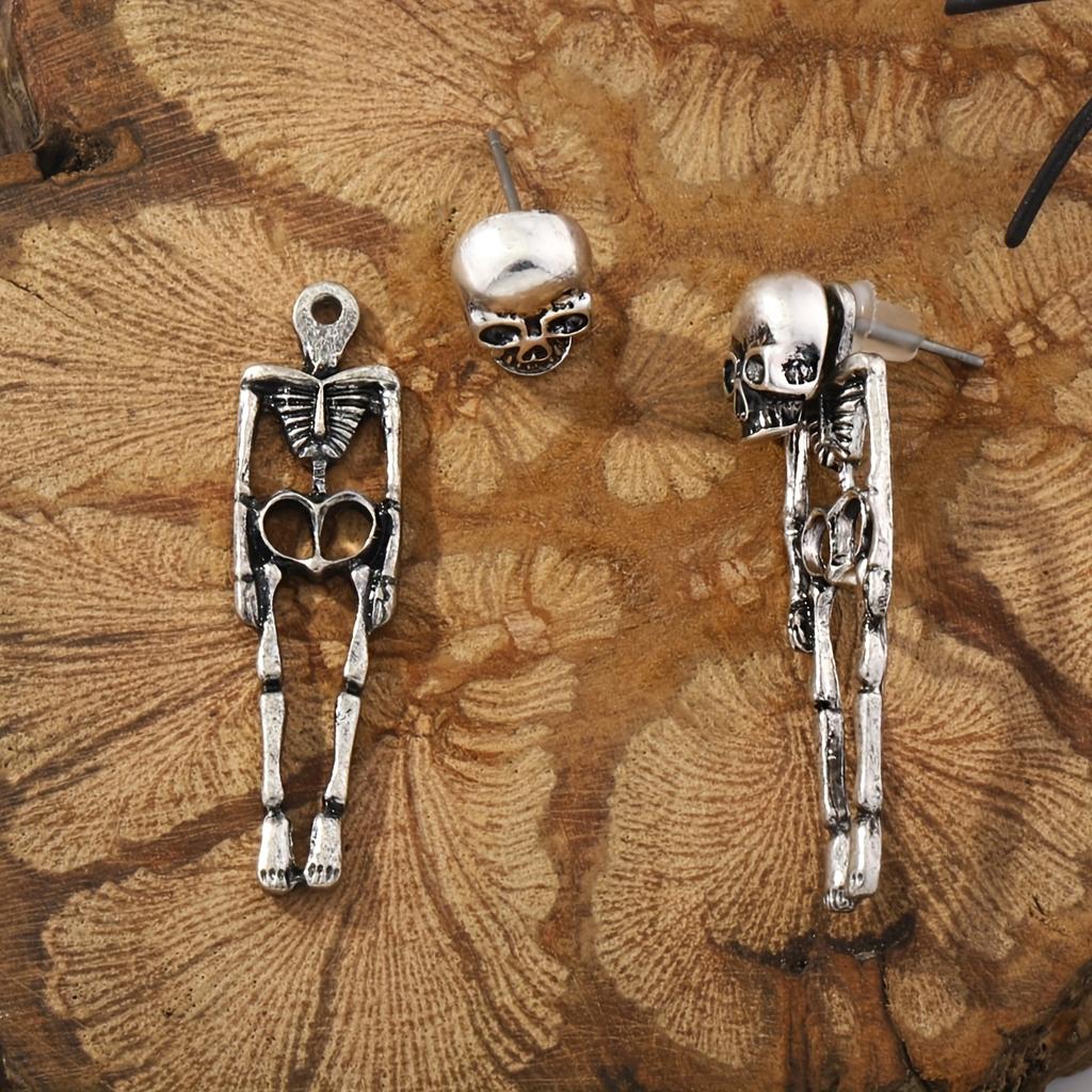 Pair of Vintage Skull Earrings for Men and Women in Gothic Halloween Style
