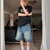 Retro Washed Old Denim Shorts Men's High Street Trendy Brand Design Loose Straight-leg Pants