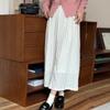 Autumn Winter Women's Jacquard Lace Midi Skirt Tea Outfit Style Elegant French A-Line White Skirt