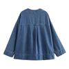 2026 Women's Street Fashion: V-Neck Drop Shoulder Denim Jacket