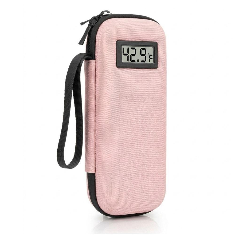 Thermometer Display Insulin Vial Cooling Bag Waterproof Insulin Cooler Travel Case Daily Carry розовый