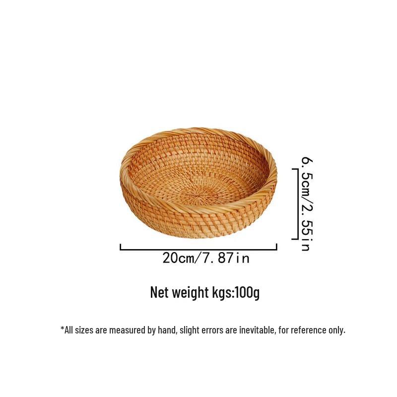Deep Round Hand-Woven Rattan Fruit Basket