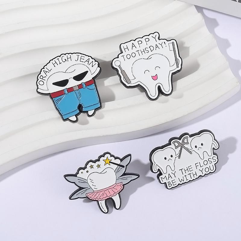 Cartoon Teeth Dental Care Enamel Pin May The Floss Be With You Happy Toothsday Metal Broooches Lapel Badge Jewelry Gifts
