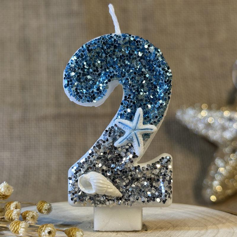 Cross-border Creative Ocean-themed Digital Birthday Cake Candle Party Decoration