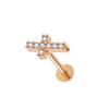 Steel Bar Heart & Cross Zircon Earrings - Women's 16G Cartilage & Lip Studs