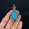 Turquoise 999 Copper Wire Wrapped Pendant, Handmade Gemstone Jewelry Pendant Gift For Birthday
