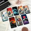 Japanische Ukiyo-e Meereswellen Handyhülle Für Samsung S25,24,23,22,30,21,10,9,Ultra,Plus,Lite,FE,4,5 G Weiche Schwarze Hülle