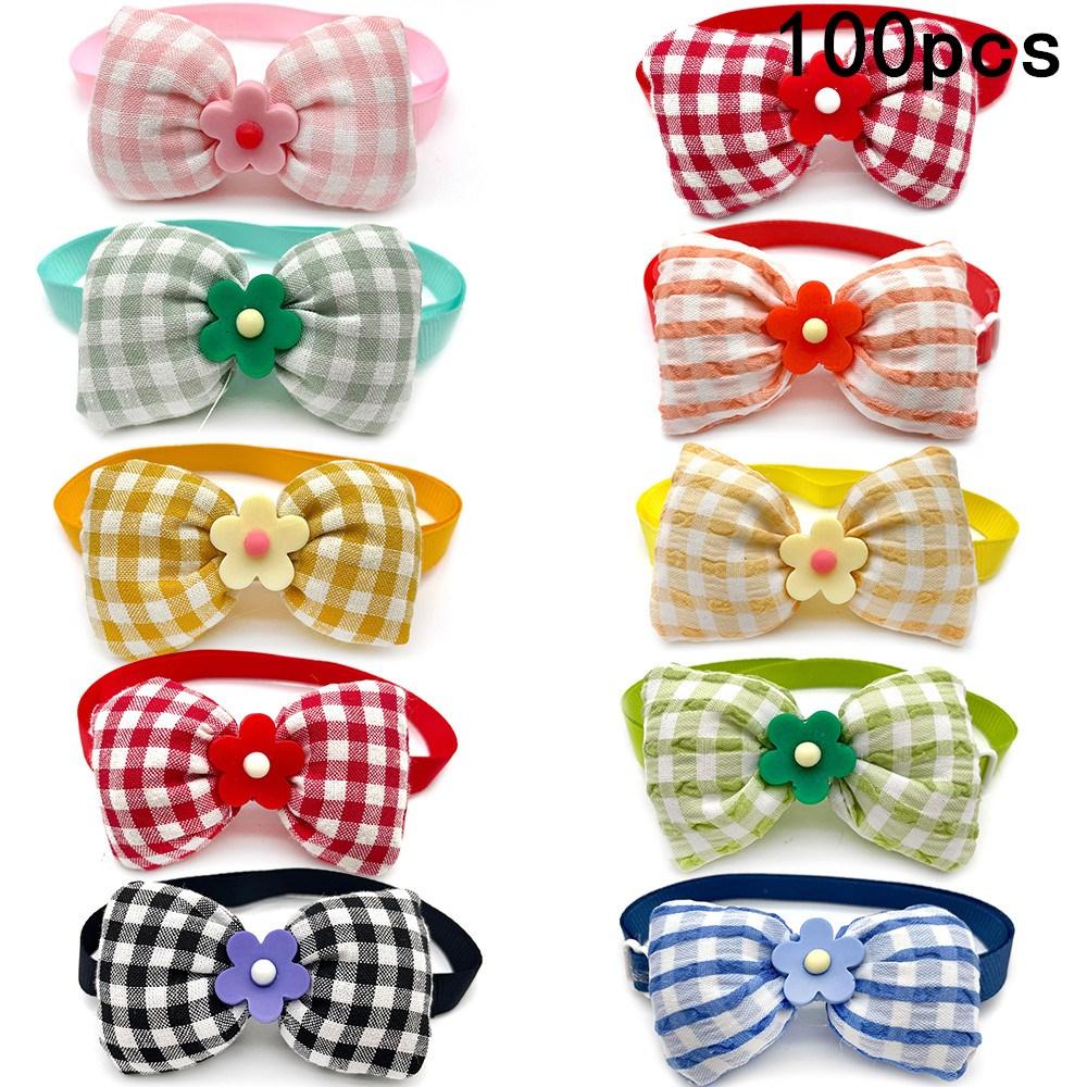 50/100pcs Dog Bow Tie Grooming Accessories Lattice Style Small Dog Bow Tie Grooming Neckties Pet Supplies Dog Cat Bowties Collar