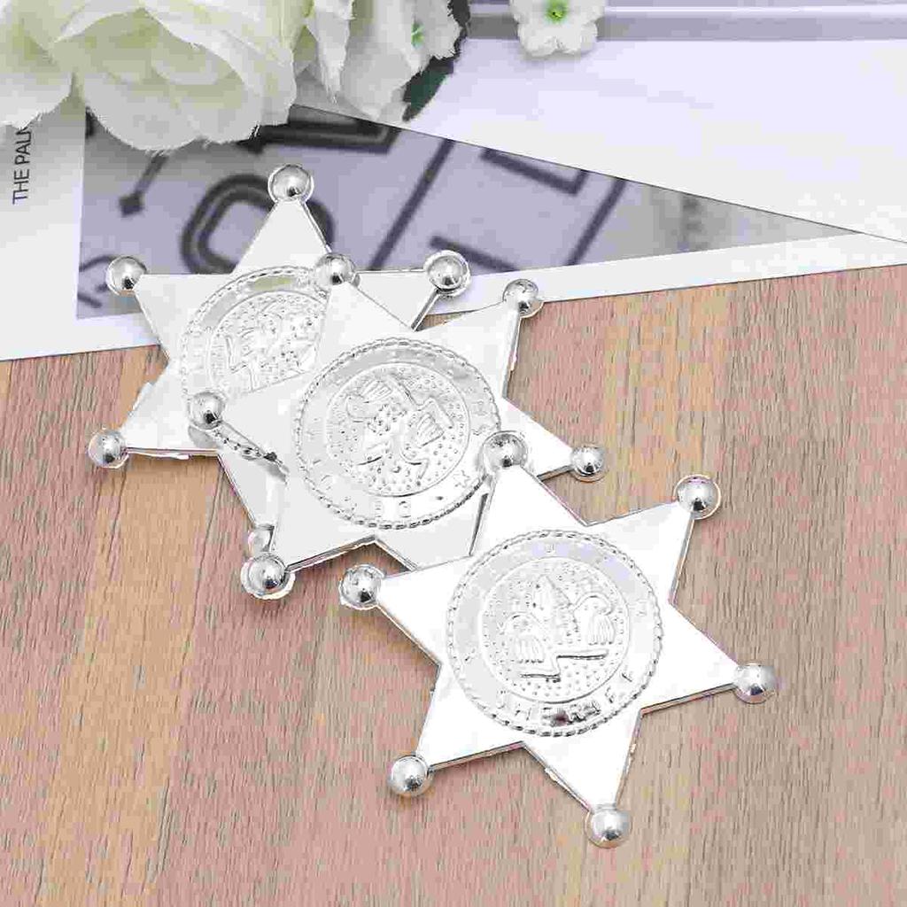 12pcs Plastic Deputy Sheriff Hexagonal Star Badges Personalized Officer Name Tags Brooch for Law Enforcement Officer Costume
