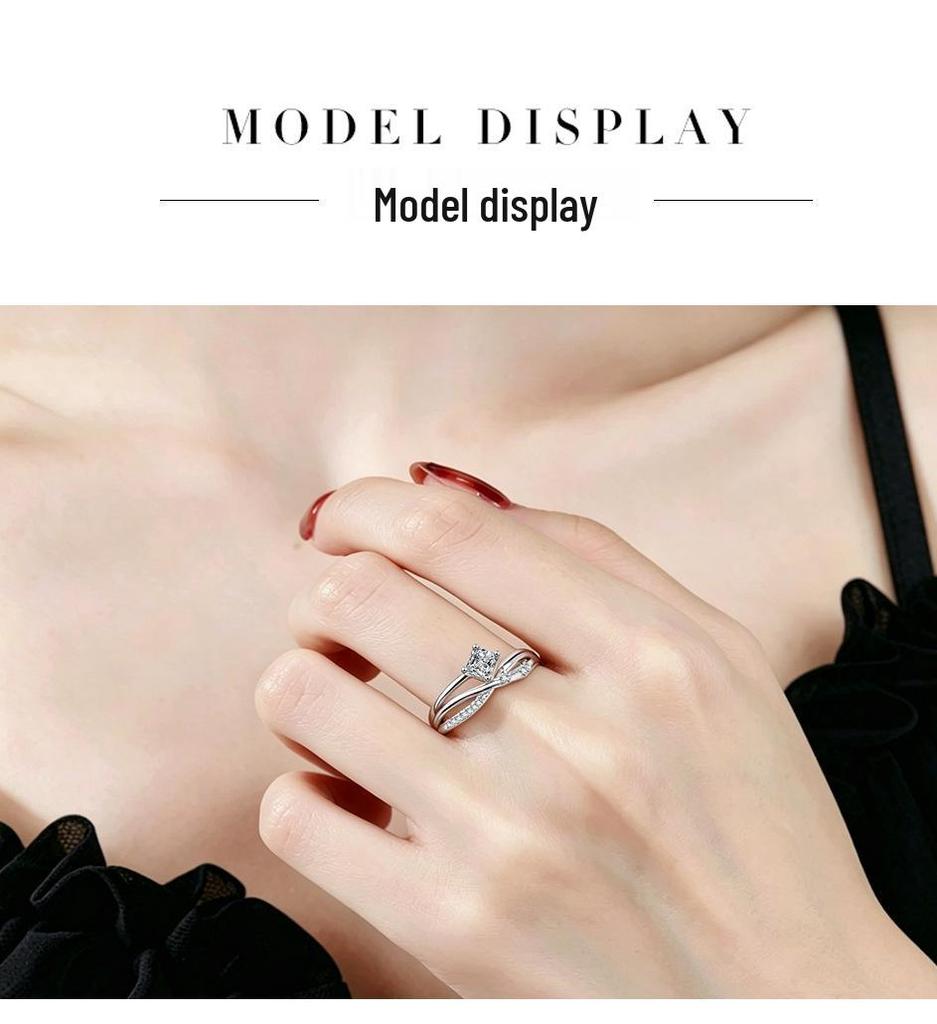 Women's S925 Sterling Silver Princess Cut Moissanite Wedding Ring, 0.4 Carat, D Color, In Stock.