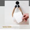 Black Matte Wall-Mounted Hemp Rope Paper Towel Holder for Kitchen & Bedroom