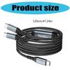 USB C To Double USB C Data Cord 140W Super Fast Charging Cable Wire 480Mbps Fast Speed Data Sync Splitter Line