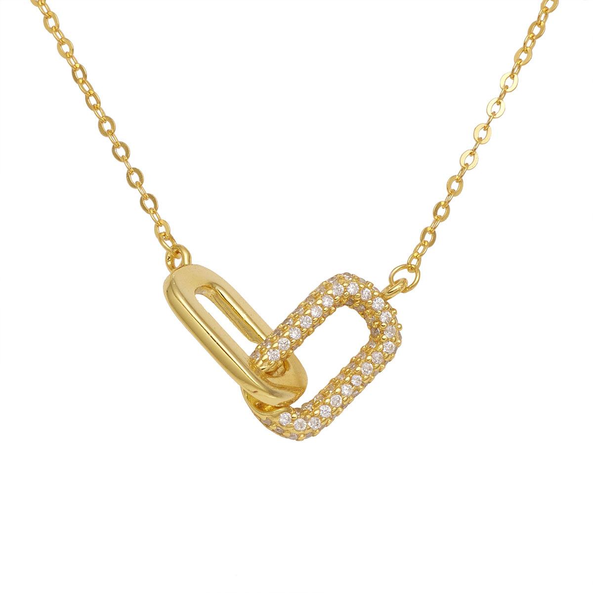 

Серебряное ожерелье S925 с двумя квадратными кольцами, полностью бриллиантовое, роскошное, с цепочкой на ключицу 925 silver