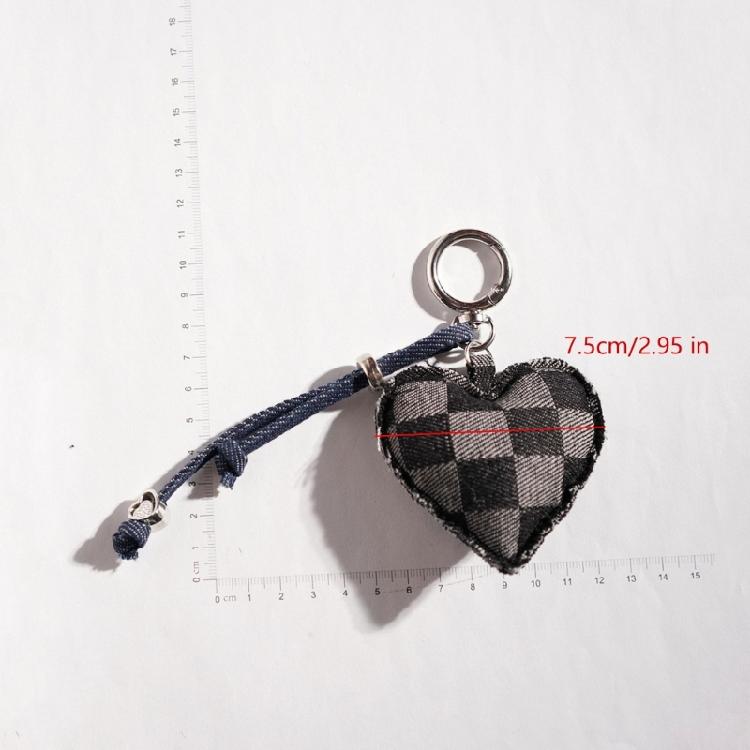 Charming Denims Heart Keychain Cute Design Sturdy Fabric Perfect For Keyrings Bags Gift Giving