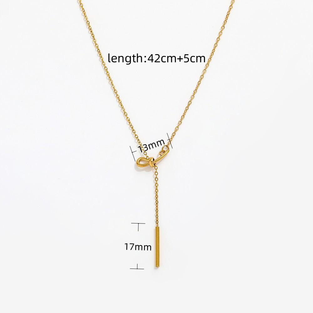 Joolim Jewelry 18K Gold Plated Waterproof Bowknot Tassel Pendant Necklace Stainless Steel Fashion Jewelry