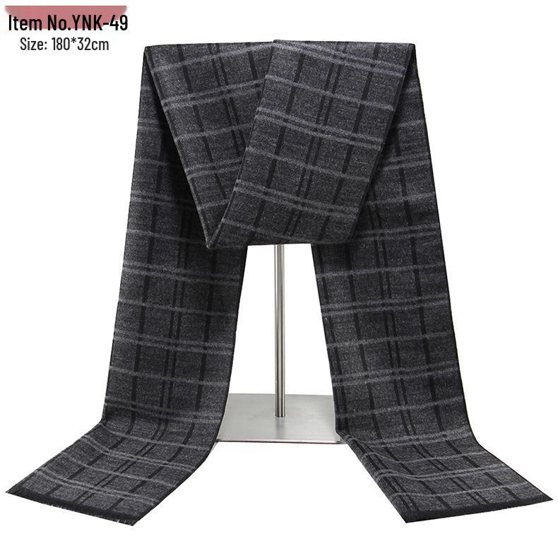 2026 Men's Winter Warm Plaid Scarf - European & American Style, Imitation Cashmere, Long Scarf