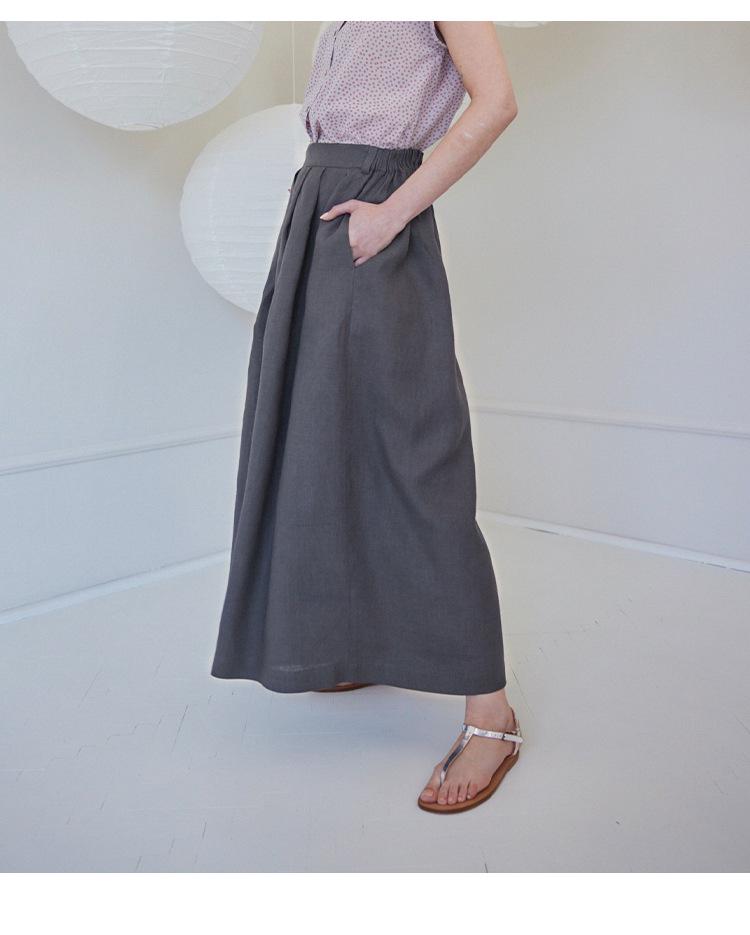 High-Waisted French Retro Linen-Cotton Wide-Leg Cropped Pants with Crinkled Texture
