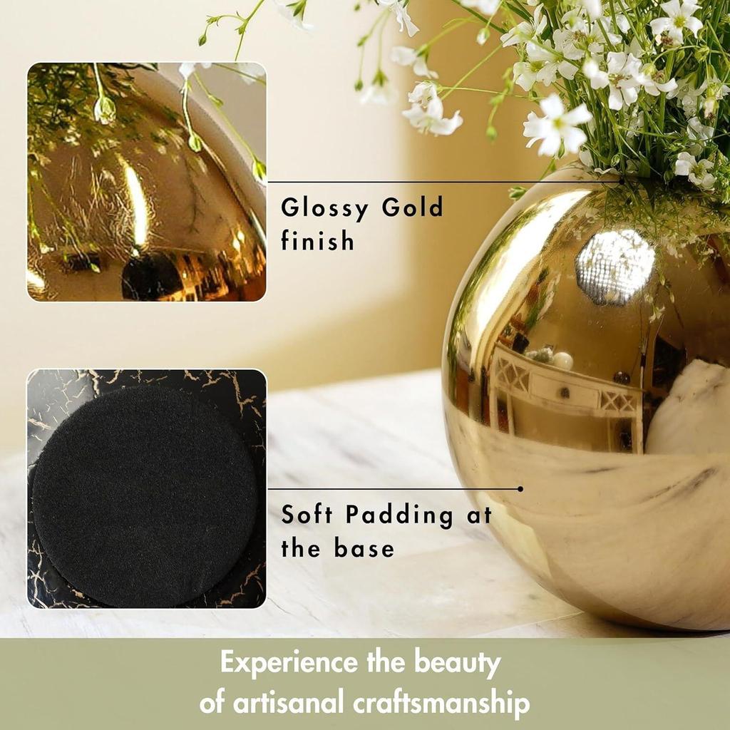 Metal Ball Round Flower Vase for Home Decor|Table Decorative Item for Bedroom Living Room Office Wedding | Best Gift