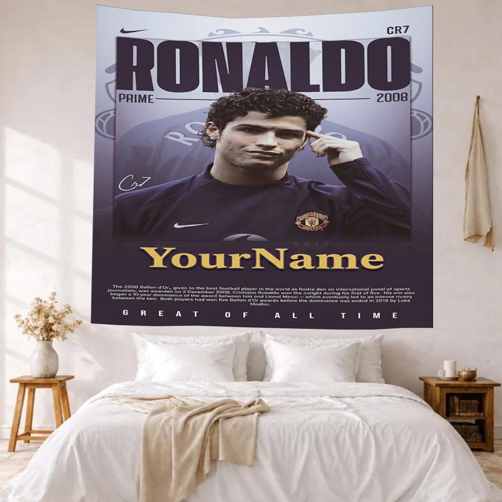 Cristiano Ronaldo Custom Your Name Wall Decor Tapestry Art For Pet Memorial Birthdaywedding Party Backdrop Family Gift