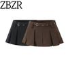 Za New Fall Women's Clothing 2025 Fashion Style Fashion Retro Silm Mini Pleated Skirt with Ornament