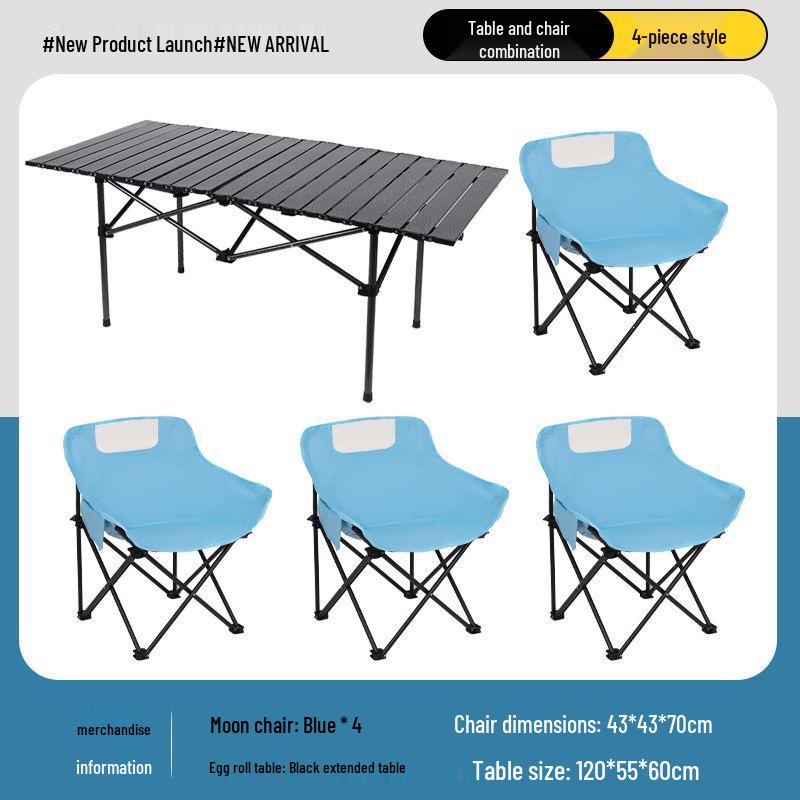 Outdoor Folding Camping Table & High-Back Chair Set