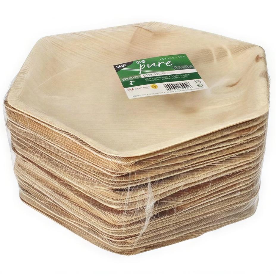 Talerz Z Liści Palmowych Sześciokąt 23,5 X 3 Cm 25 Szt.