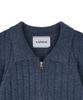 Idws Wave Line Boucle Collar Knit Blue