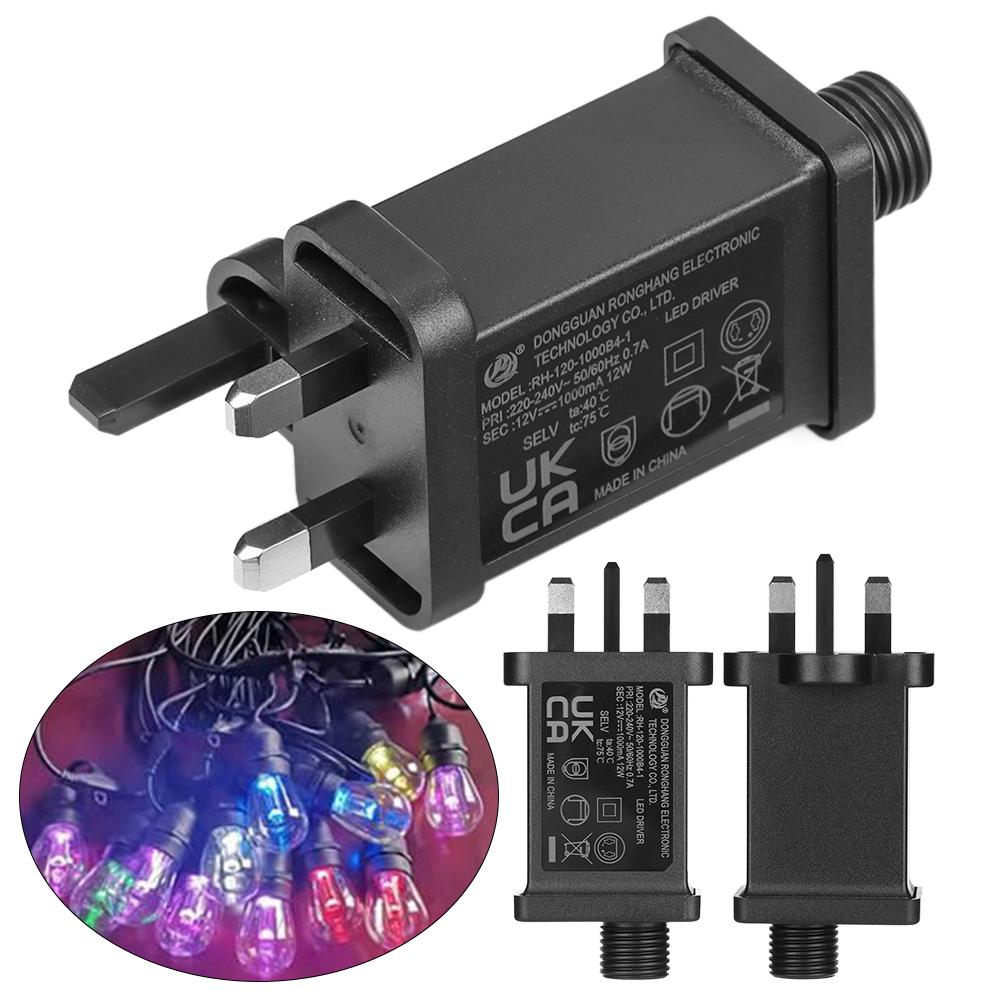 IP44 Light Holiday Lighting String UK Plug LED Transformer AC 110V To DC 12V 1A Power Adapter
