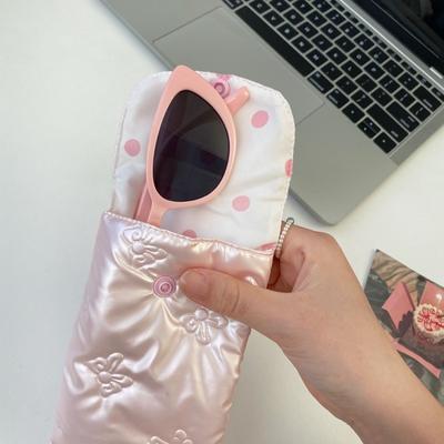 Cotton Filled Glossy Glasses Bag Pressure Resistant Sun Glasses Protective Cover  Travel