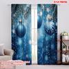 2pcs,2D Plane Printing Curtains&Window Treatment Blue Christmas Ornaments Snow (3) Versatile Polyester Fabric (without Rod) Room