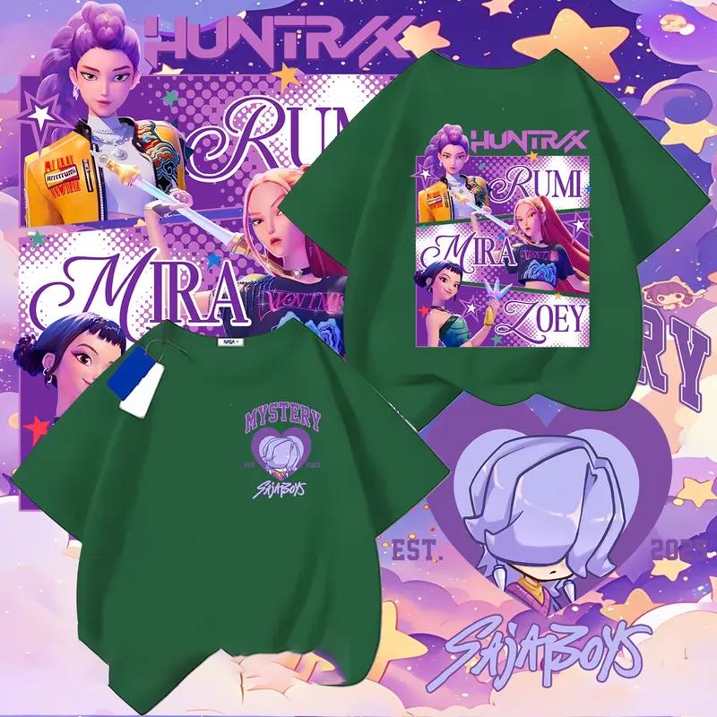 Dívčí oblečení pro batolata Kpop Lovci démonů Kreslené tričko Vtipný dárek pro fanoušky Harajuku Cool dětská trička Letní topy