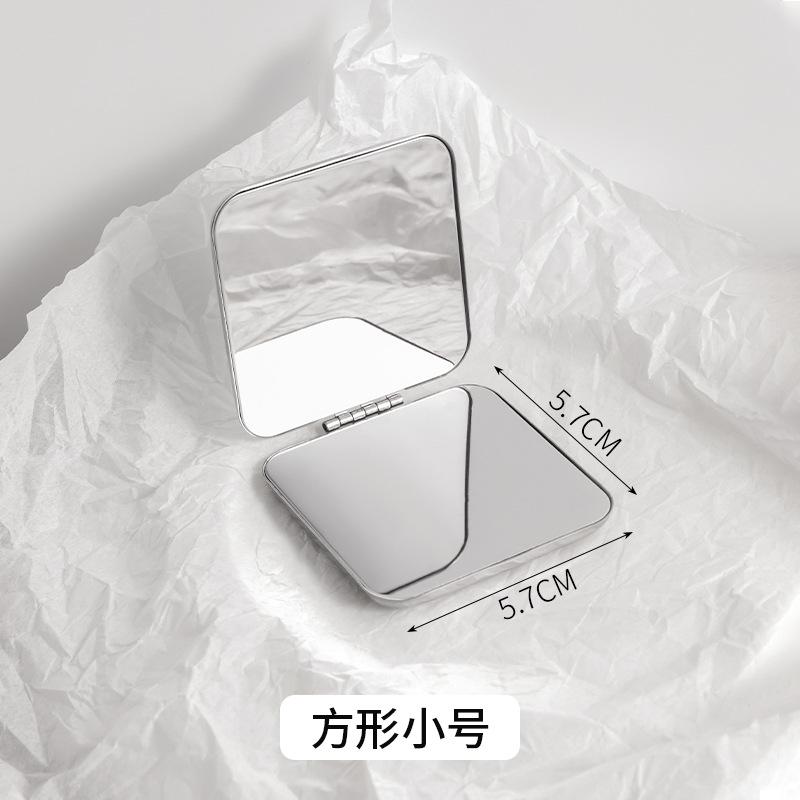 Portable Women Stainless Steel Makeup Mirror Hand Pocket Folded-Side Cosmetic Make Up Mirror Small Various Shapes Skin Care Tool