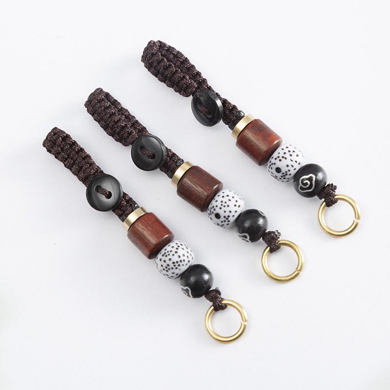 Fortune Brass Pixiu Keychain with Rotating Treasure Basin and Auspicious Clouds Rope Pendant