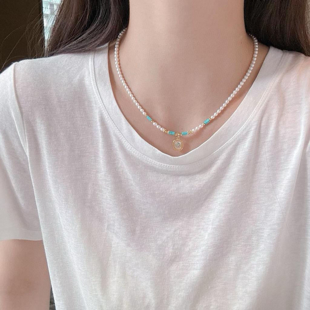 Versatile Turquoise & Freshwater Pearl Necklace - Playful Gift for Women