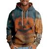 Halloween Print Men's Loose Hooded Sweatshirt