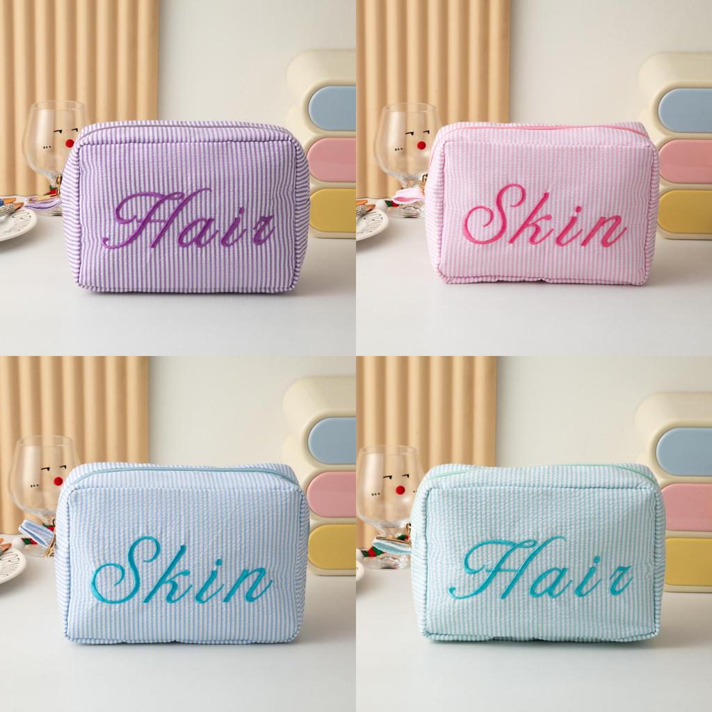 Crossborder Style Embroidered Makeup Case With Lightweight Polyester Material For Portable Travel And Storage
