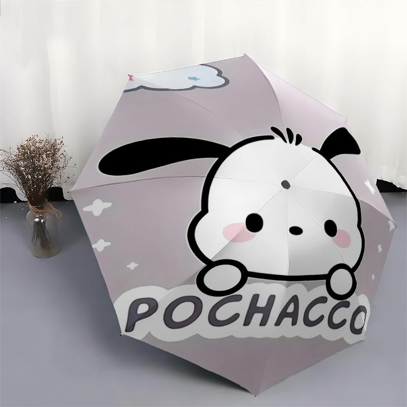 1pc Pochacco Automatic Folding Umbrella - Portable 3-Fold Design with 8-Bone Iron Frame for Outdoor Use, Perfect Gift for Fans, Travelers, and Daily U