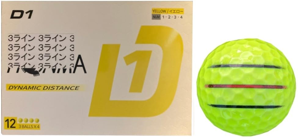

[Happiraki_Golf Line] Honma Golf D1 2024 Lined (Yellow, 1 Dozen, 3 Lines)