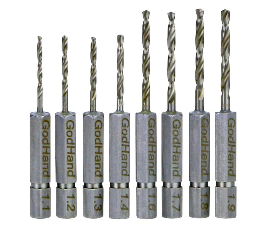 GodHand Quick Drill Set Hobby Tools Bits, 8-Piece (C) GH-DBQ-8C,