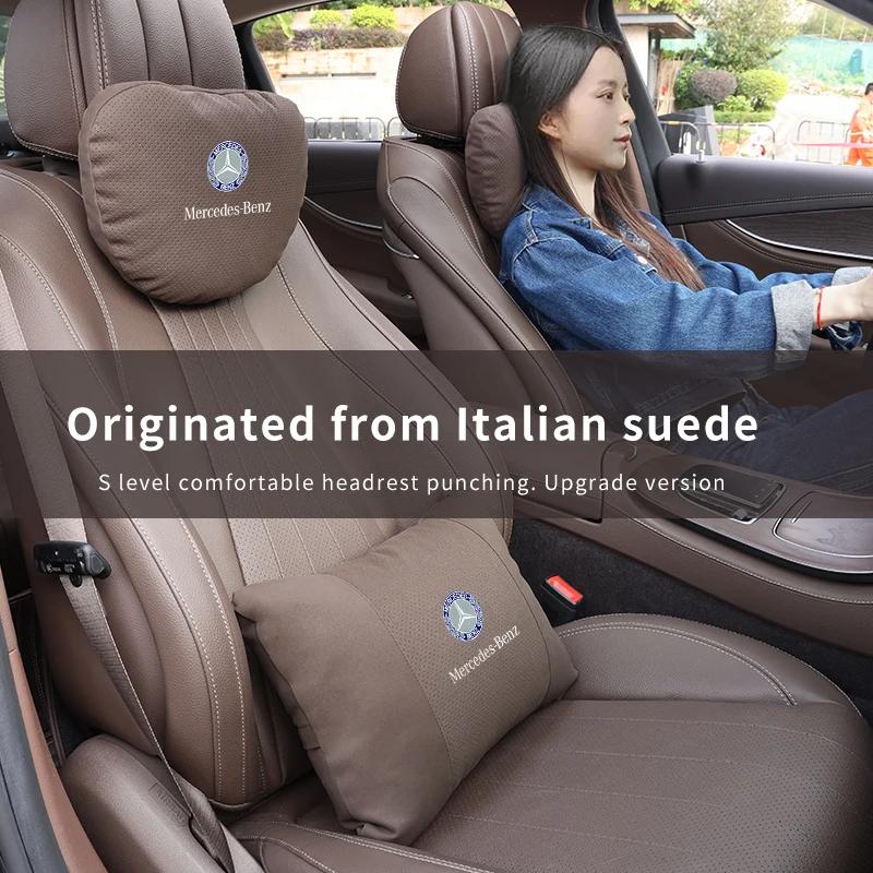 Car Sticker Mercedes Benz A B C E S V R Class GLB GLC GLE Sprinter Pilot SLK SLC AMG W204 ML Car Headrest Neck Support Seat Soft