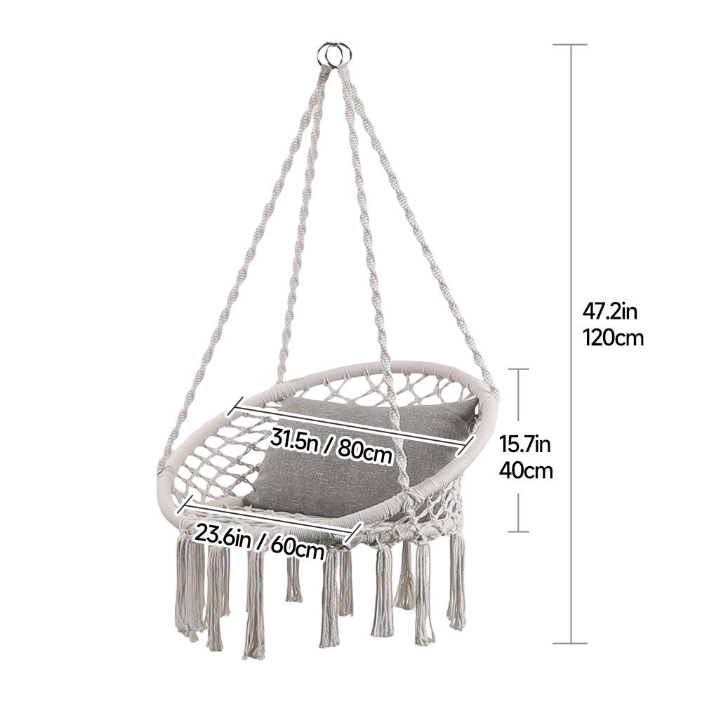 Nordic Style Cotton Rope Hanging Chair - Indoor/Outdoor Tassel Swing Hammock