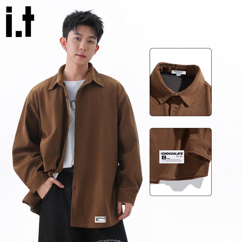 CHOCOOLATEit Men's Corduroy Long-Sleeve Shirt Jacket