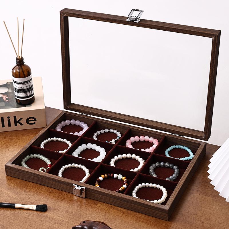 Walnut Wood Large Jewelry Box - Anti-Oxidation Storage for Rings, Earrings, Necklaces, and Bracelets