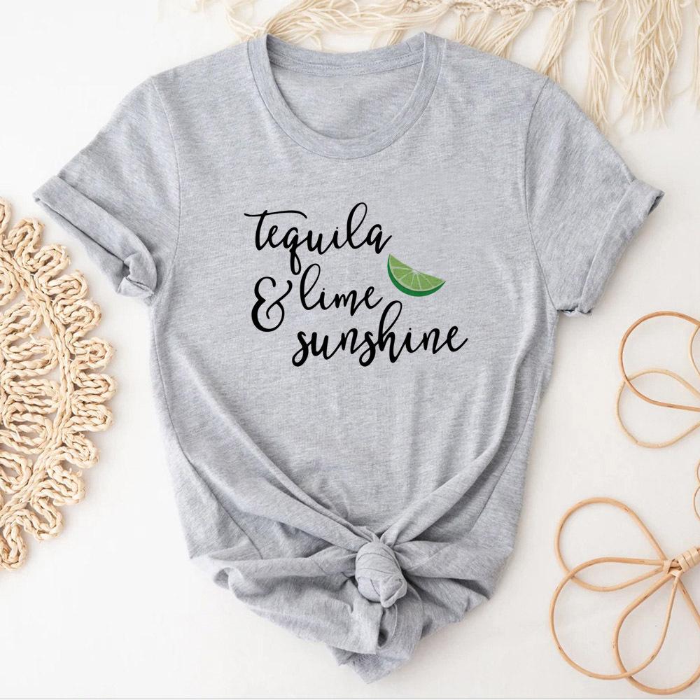 Tequila Lime And Sunshine Shirt Female Pop Culture Streetwear Top Tees Kawaii Graphic Breathable Gothic Colorful Trendy