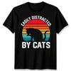 Leicht abgelenkt von Katzen T Shirt Humor Katzenliebhaber Grafik Bekleidung vintage Washed grap